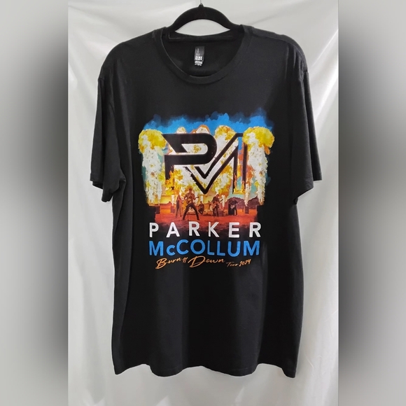 Parker McCollum Burn It Down Tour Dates 2 Side 2024 Men's T-Shirt Size XXL - Picture 1 of 12